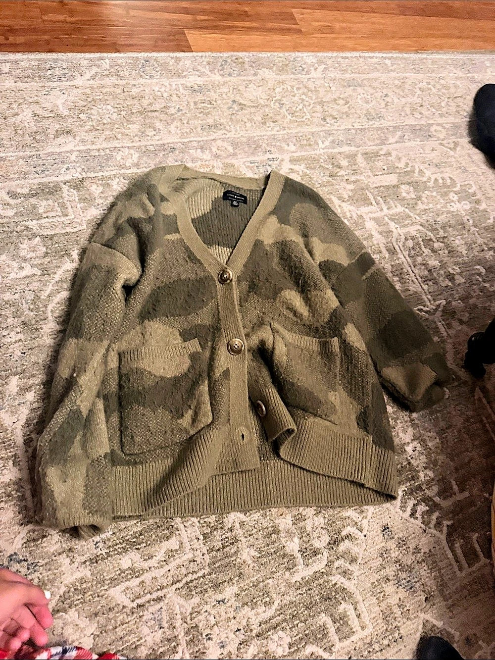 Lucky Brand Camouflage Button Front Cardigan Green & Brown